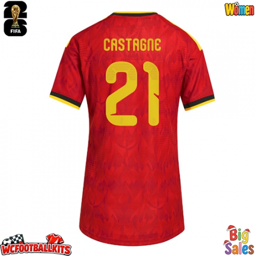 Belgium Timothy Castagne #21 Replica Home Stadium Shirt for Women World Cup 2026 Short Sleeve
